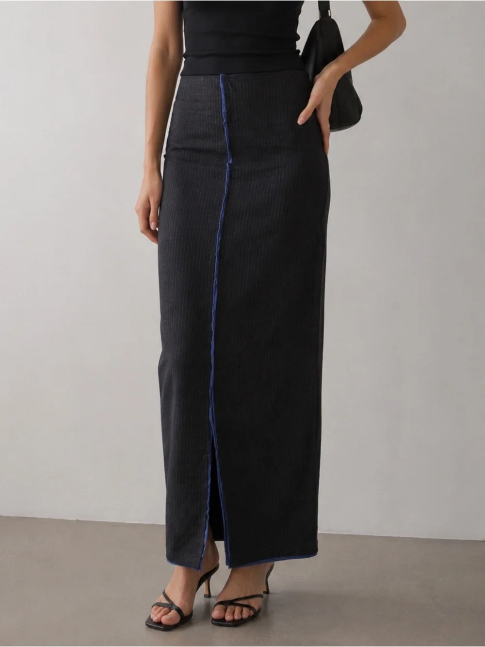 Zara Black Maxi Skirt with Blue Center Seam